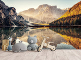 Natural Print Stunning Landscape Traditional Wall Murals for Living Room, Office, Study Full Wall Design "View of Lake Braies" 🌿