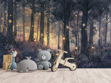 ✨Fairy Tale Print In Artistic Style Peel adn Stick Wall Mural For Kids Room, Creating A Cartoon Atmosphere "Magic Forest In Radiance"🌲