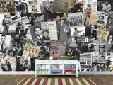 Peel and Stick vinyl Wall mural “Gangsters and the Mafia”, vintage wallpaper with images of criminal bosses" Wallpaper for For Office,  Home decor