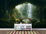 Kids’ wallpaper, creative design Peel and Stick mural for children’s room, art print "Elven Forest with Bridge" 🌿🧚