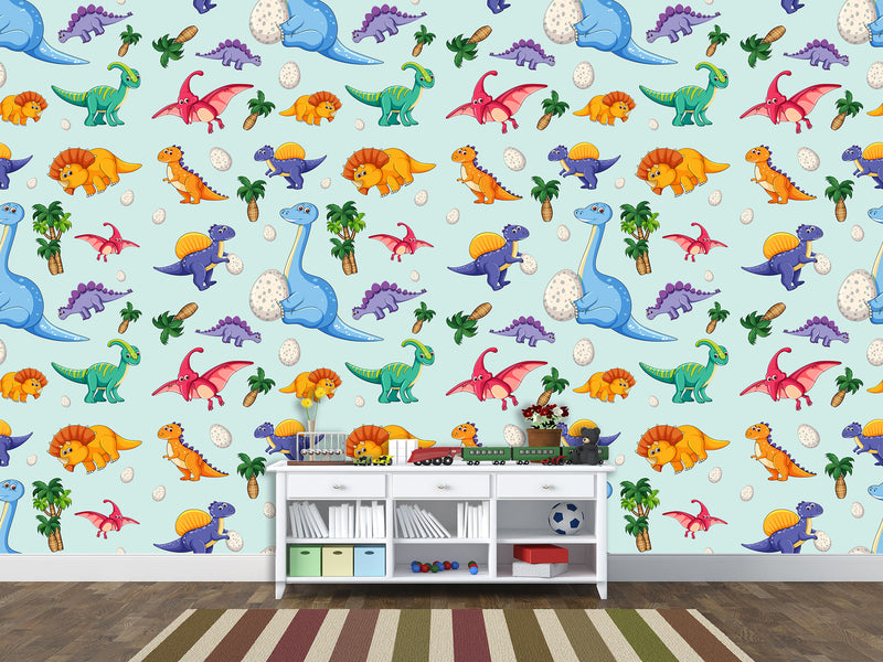 Kids Dinosaur Wallpaper For Kids – Cute Dino Print For Children’s Room Wall Decor