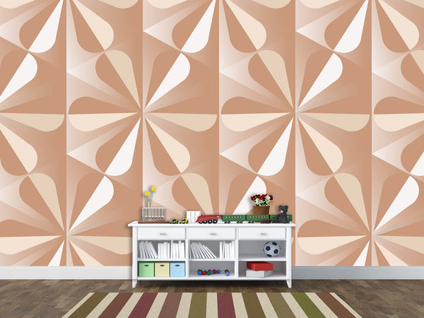 Beige Geometric Wallpaper – Full-Wall Self-Adhesive Mural for Living Room or Lounge Area, "Beige Geometric Pattern"