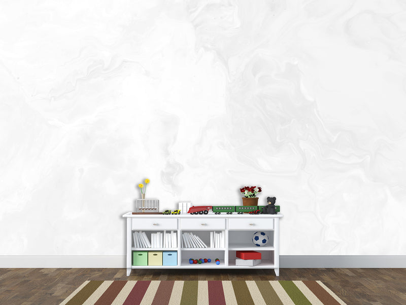 White Self-Adhesive Full-Wall Wallpaper Art – "Minimalist Abstraction in White" for Living Room or Lounge