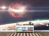 Peel and Stick Full Wall Mural Print Planet Breaking Into Fragments for Living Room or Bedroom