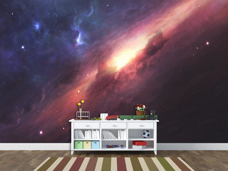 Peel and Stick Wall Mural Full-Wall Photo Wallpaper "Cosmic Nebula" Design For Bedroom Or Living Room