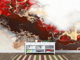 Abstract Wallpaper Red And Black Composition Bright Full Wall Traditional Mural For Office, Bedroom, Living Room