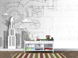 Traditional wallpaper wall art “City drawing" Wallpaper for Bedroom or Living Room