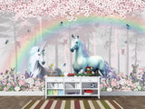 Peel & Stick Vinyl Wallpaper Kids' Room Print – "Unicorns in an Enchanted Forest"