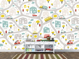 3D Non-Woven Photo Wallpaper "Children's Wall Road" – Fun Wall Mural for Kids’ Room or Study Area
