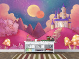 Non-Woven Wallpaper Made with Eco-Friendly Materials for Kids' Room "Castle on a Pink Hill"