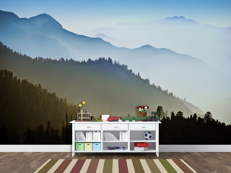 Nature-Themed Wallpapers – Full Wall Print,Peel and Stick Wall Murals for Creating Cozy Atmosphere "Mountain Silhouettes" for Living Room, Bedroom 🌄