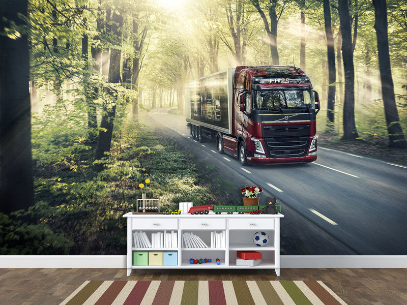 Peel and Stik Forest Road Volvo Car Wall Murals – Home Decor For Bedroom And Living Room