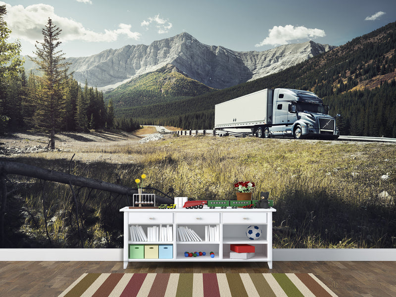 Peel and Stik Wallpaper Volvo On Mountain Road – 3D Wall Art For Bedroom, Kitchen And Living Room
