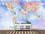 Peel and Stick Vinyl Wallpaper Magical World Map Mural for Kids – Interactive & Educational