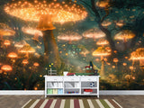 Eco Non-Woven Mural for Kids Room Full Wall "Fairy in a Magical Mushroom Forest"