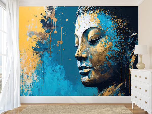 Wall Print Non-Woven Wall Murals With Design Photo Wallpaper "Buddha" For Room, Bedroom, Living Room Decor