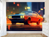 Full-Size Traditional Wallpaper Mural Car Comic Style Wallpaper – Cartoon Car Print For Living Room Or Bedroom