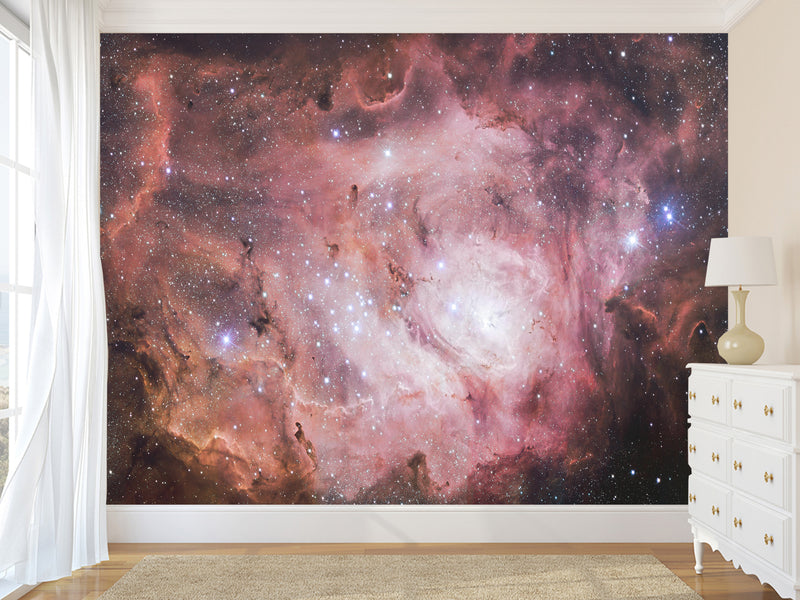 Non-Wowen Wall Mural Bedroom Wall Mural – "Stars In Purple Mist" Dreamy Galaxy Design