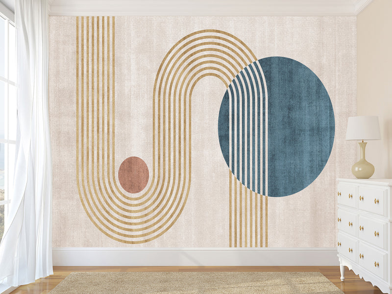 Non-Woven Wall Mural In Art Deco Style  "Geometric Ensemble" For Office  Living Room Bedroom🎨