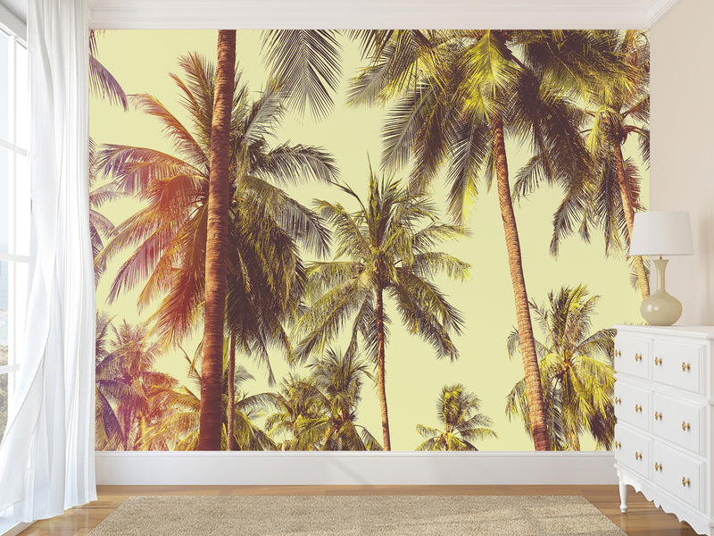 Self-Adhesive Wall Mural Print of Los Angeles Palm Trees for Living Room or Bedroom