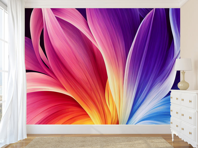 Non-Woven Photo Wallpaper For Bedroom, Living Room "Abstraction: Colorful Petals Of Energy"