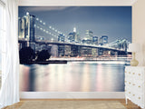 For the Stylish Home Peel and Stick Wall Mural Full Wall Landscape “Brooklyn Bridge at Night”