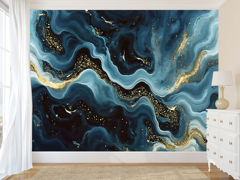 Incredible Design Accent Wall Self-Adhesive Wallpaper For Creative Office Or Living Room Design "Blue Domination"