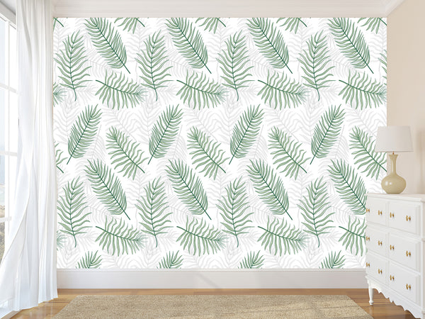 Traditional Wall Murals "Palm Leaves On White Background"  Unique Print For Bedroom  Living Room Kids Room🌿