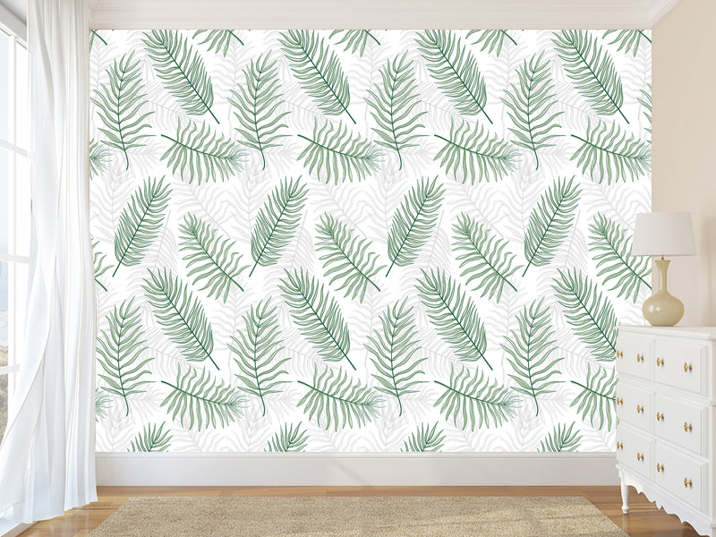 Traditional Wall Murals "Palm Leaves On White Background"  Unique Print For Bedroom  Living Room Kids Room🌿