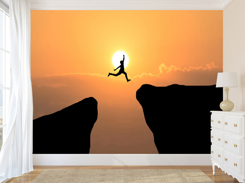Peel and Stick Wallpaper Leap Over the Abyss – A Test of Courage Wallpaper for Bedroom or Living Room