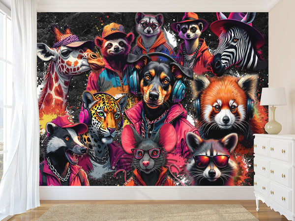 Non-Woven Wall Murals Print For Home "Cool Beasts", Decor For Bedroom, Living Room, Office