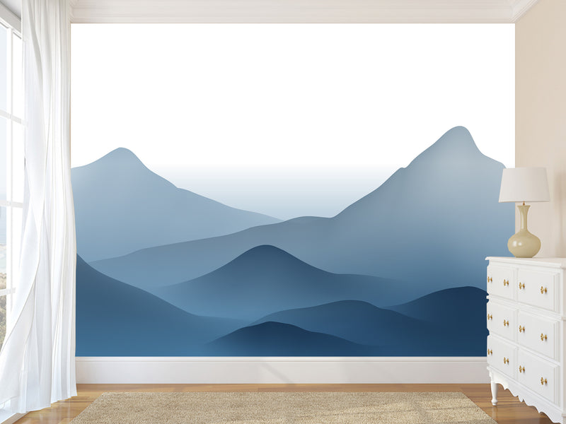 Natural Print Peel and Stick Wall Mural for Home, Beautiful for Bedroom and Kitchen, Self-Adhesive Wallpaper 'Mountain Silhouettes'