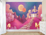Non-Woven Wallpaper Made with Eco-Friendly Materials for Kids' Room "Castle on a Pink Hill"