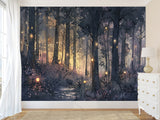 ✨Fairy Tale Print In Artistic Style Peel adn Stick Wall Mural For Kids Room, Creating A Cartoon Atmosphere "Magic Forest In Radiance"🌲