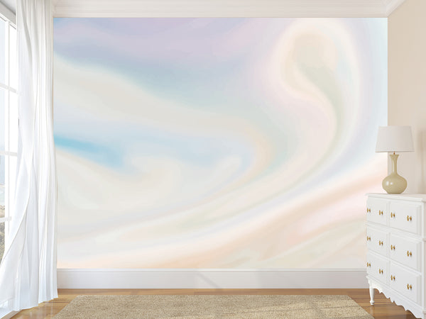 Art Print Non-Woven Full-Wall Wallpaper Modern Combination Of Trendy Colors 'Pastel Mix Of Blue And Pink' For Living Room, Bedroom, Kids Room 🎨