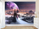 Peel and Stik Mural Wallpaper For Teen Room – "Uncharted Cosmic Planet" Bedroom Decor