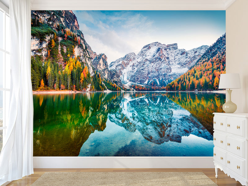 Non-Woven 3D Full Wall Wallpaper Lake Brais in Spain for Bedroom, Living Room, Reception