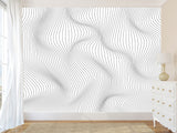 Black and White Self-Adhesive Wallpaper for Living Room and Office "Spiral Abstraction" for Futuristic Design