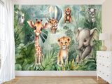 Non-Woven Traditional Wall Wallpaper for Kids' Room "Tropical Safari" – Kids's Room Decor