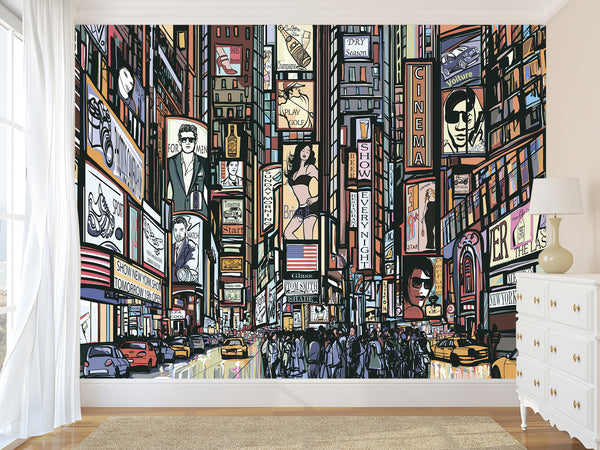Comic Style Accent Wall Self-adhesive Photo Wallpaper 3D Wallpaper for Bedroom Ready with “New York” Design🌆