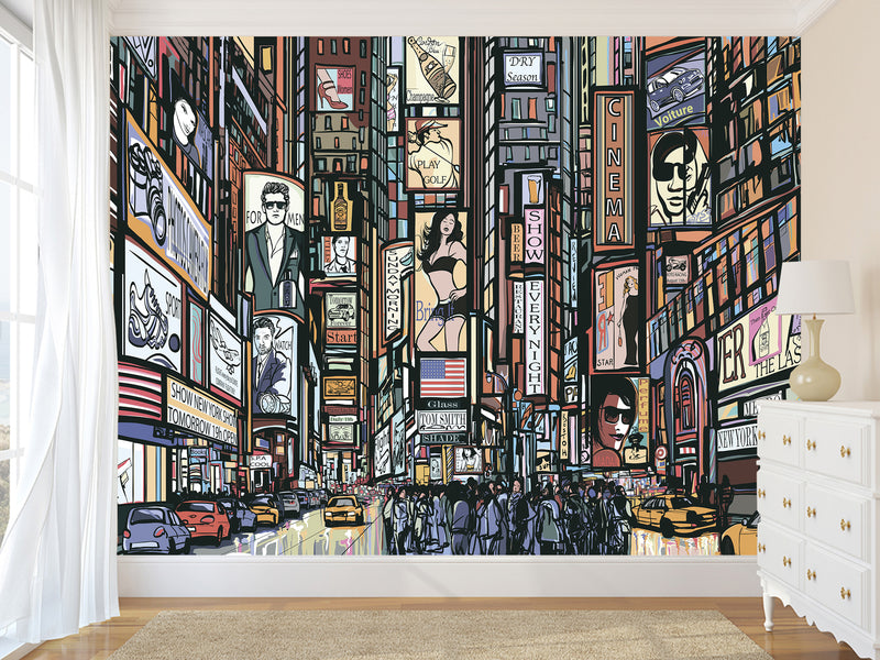 Comic Style Accent Wall Self-adhesive Photo Wallpaper 3D Wallpaper for Bedroom Ready with “New York” Design🌆