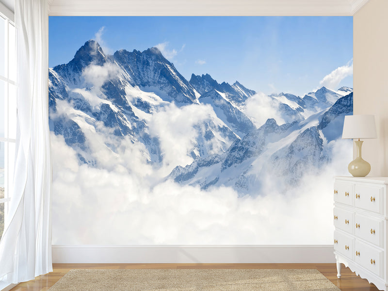 Self-Adhesive Full Wall Wallpaper for Bedroom or Lounge – Alpine Peaks Landscape Design for Home