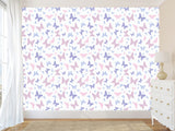 Unique Wall Mural with Butterfly Print, Peel and Stick Wallpaper, Art Print for Nursery or Baby Room 'Colorful Butterfly Silhouettes' 🦋