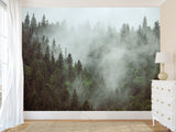 Non-Woven Nature Print Wall Mural for Office, Living Room, "Forest in Mist" Wall Art
