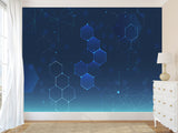 Blue Wallpaper Wall Print Peel And Stick Mural Wall Art For Bedroom, Kitchen, Living Room "Polyhedrons"