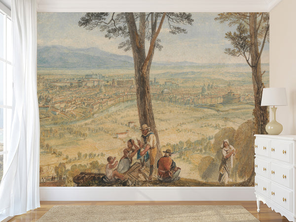 Traditional Full Wall Wallpaper – Classic Print for Room or Office Joseph Mallord William Turner-Rome from Monte Mario