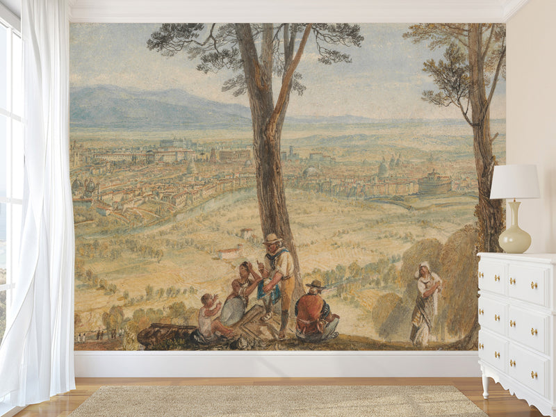 Traditional Full Wall Wallpaper – Classic Print for Room or Office Joseph Mallord William Turner-Rome from Monte Mario