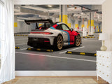 Non-Woven Wallpaper Mural Full Wall Mural – Porsche GT3 RS Sports Car Wallpaper For Gym Or Office Decor