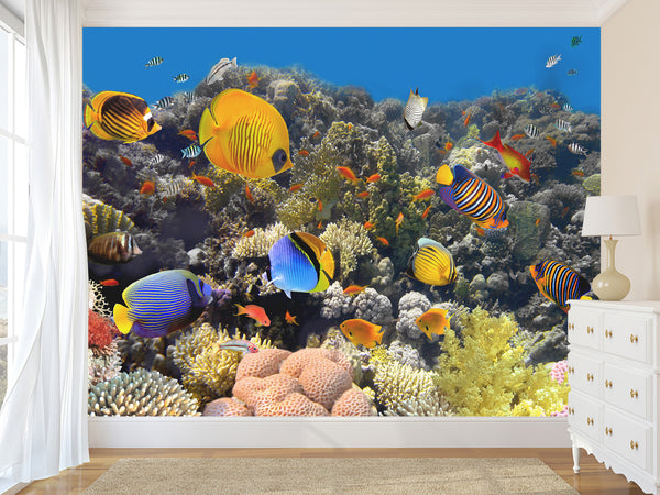 Nature Print Self-Adhesive Wallpaper "Fascinating Underwater World" – For School, Teen Room, Office 🌊