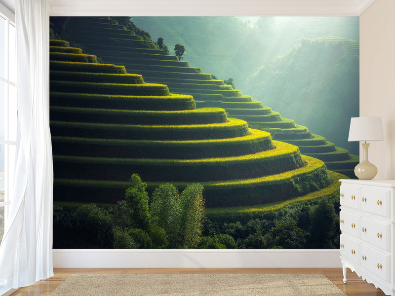 Non-Woven Photo Wallpaper Print For Living Room Or Bedroom "Asian Landscape" Creating Calmness At Home
